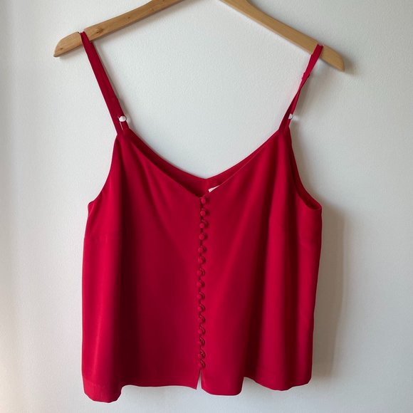 Madewell Silk Button-Down Cami Top in Red - Picture 2 of 4